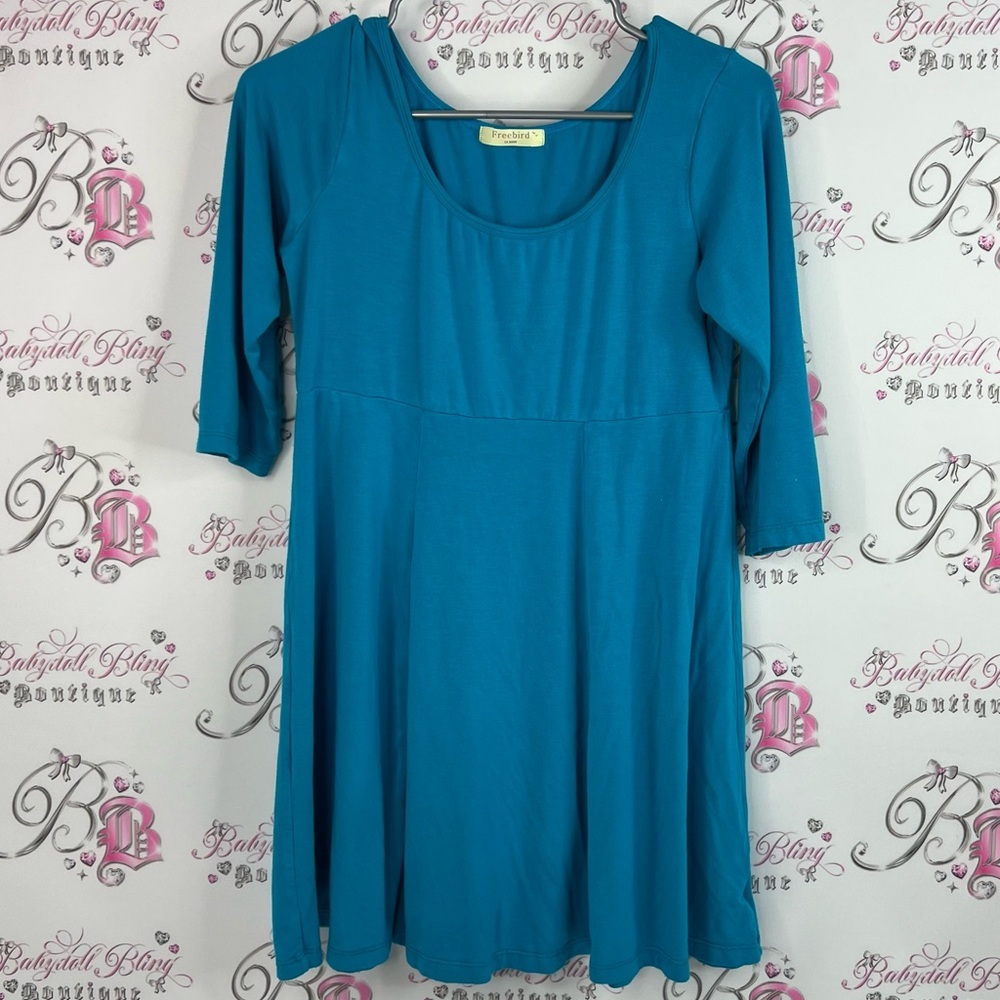 Freebird top peplum long sleeve long style shirt Vibrant Blue Top